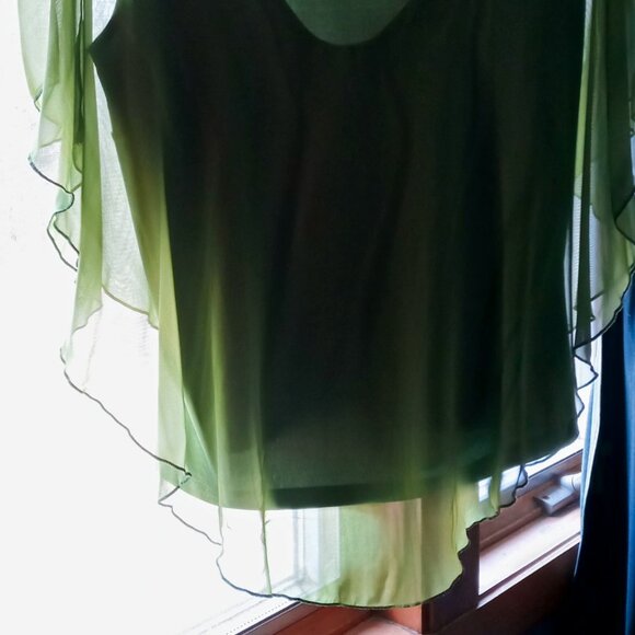 Studio 1940 Vintage Flowy Silky Sage Green Sleeveless Light & Airy Blouse - Picture 14 of 14
